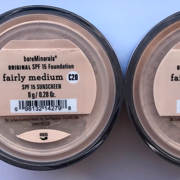 #NWT bareMinerals SPF15 Original Foundation Fairly Medium C20 8g/0.28oz Lot of 2 - Picture 1 of 2